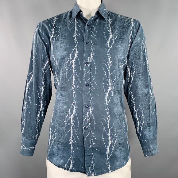 LIBERTY OF LONDON Size XL Navy White Abstract Cotton Long Sleeve Shirt